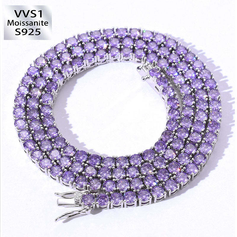 S925 4mm Moissanite Purple Tennis Chain