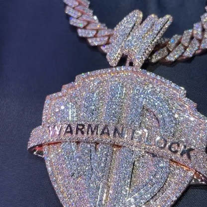 Moissanite "WARMAN BLOCK" Shield Pendant