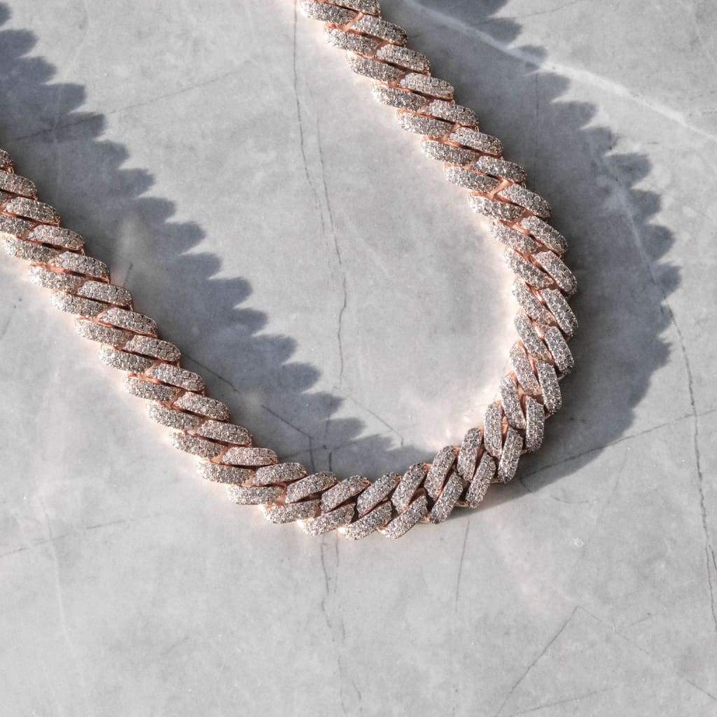 12mm Miami Moissanite Diamond Cuban Chain- Rose Gold