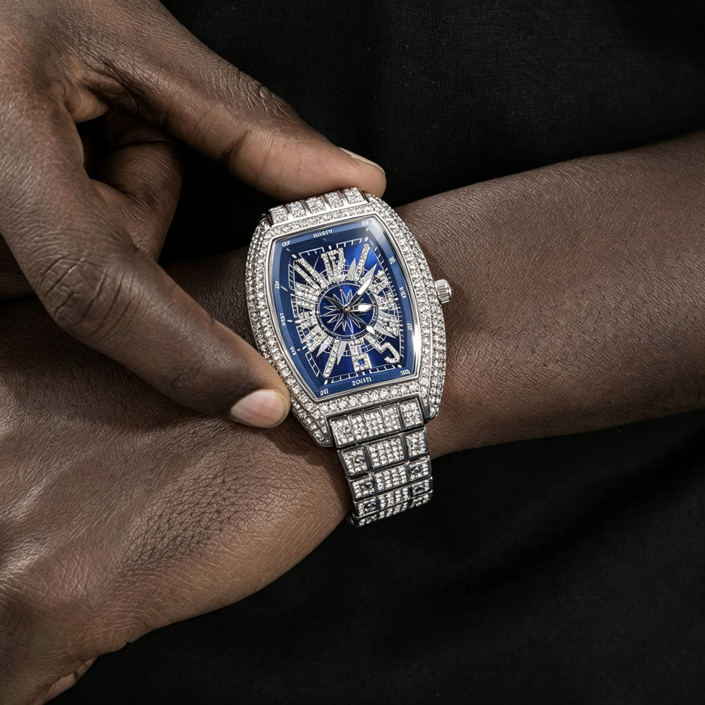 Moissanite Paved Avant-Garde Digital Watch