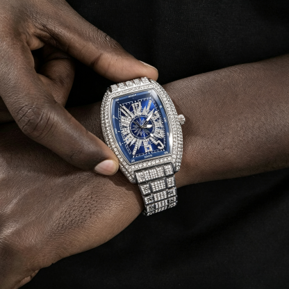 Moissanite Paved Avant-Garde Digital Watch