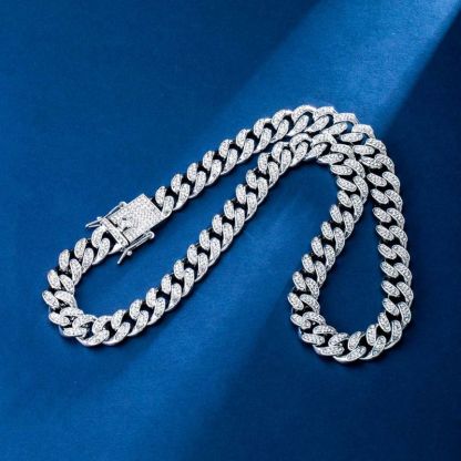 （special offer）12mm Iced Moissanite Miami Cuban Chain in White Gold