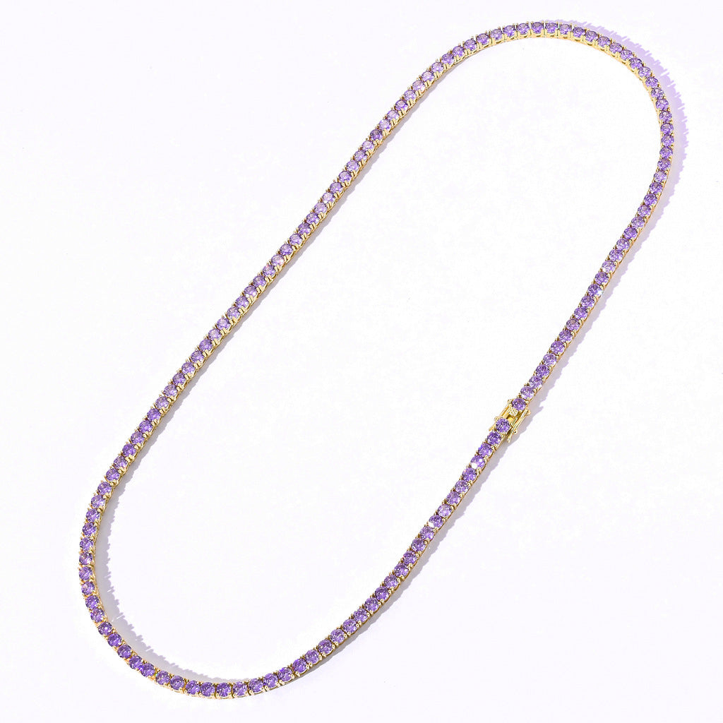 S925 4mm Moissanite Purple Tennis Chain