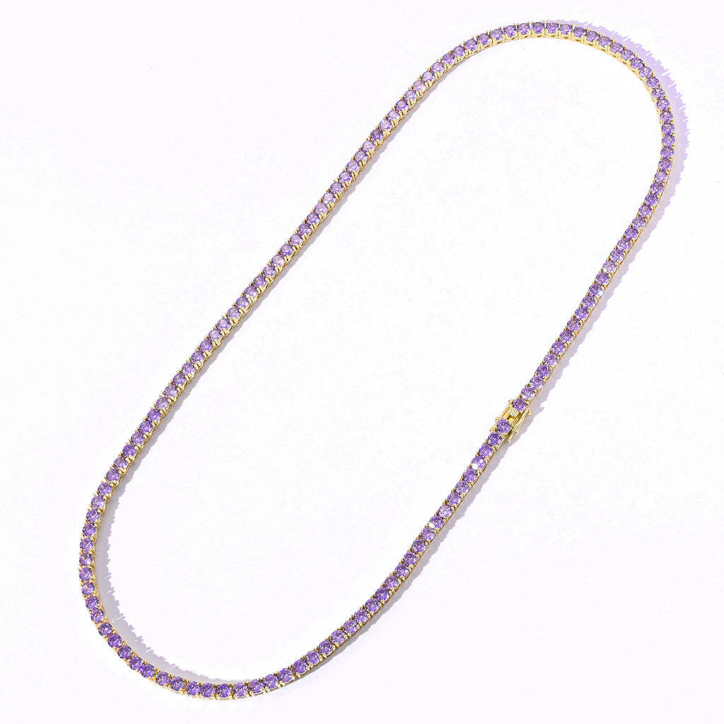 S925 4mm Moissanite Purple Tennis Chain