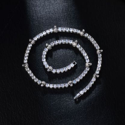 5mm Moissanite Skull Tennis Chain In White Gold