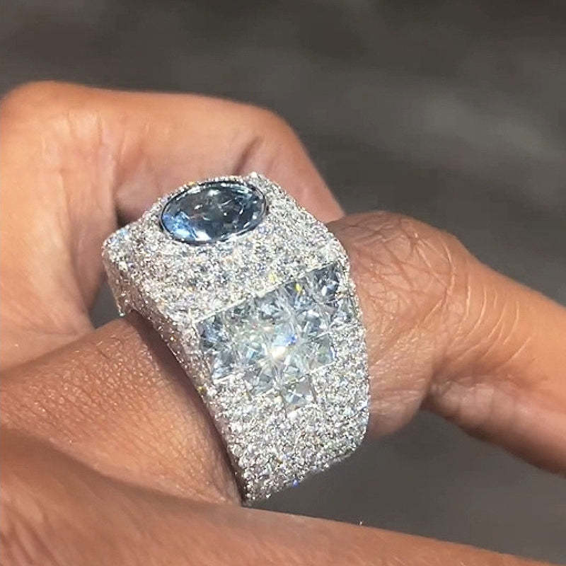 Moissanite Sapphire Square Ring