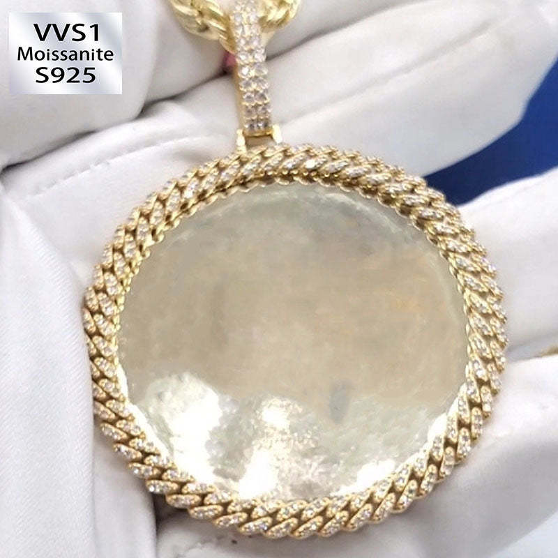 Moissanite Cuban Chain Surround Design Photo Custom Pendant