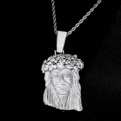 Jesus Moissanite Pendant Cuban Chain Set