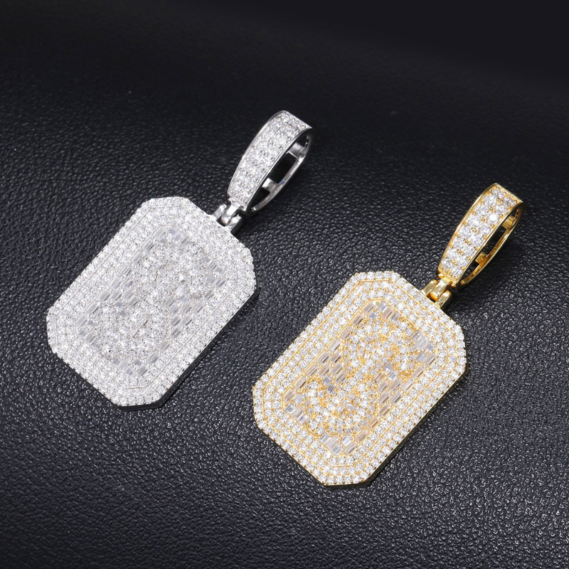 Moissanite Hip Hop Dollar Rectangular Pendant
