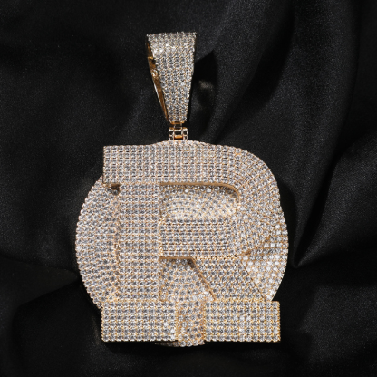 Moissanite Round Base Custom Large Letter Pendant