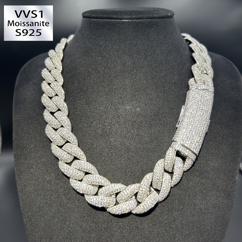 20mm S925 Moissanite Unique Trendy Pattern Cuban Chain