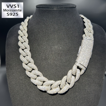 20mm S925 Moissanite Unique Trendy Pattern Cuban Chain