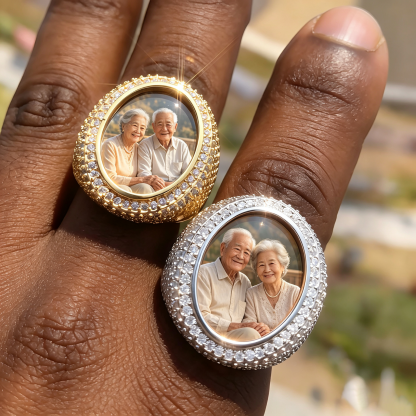 Moissanite Custom Oval Photo Ring