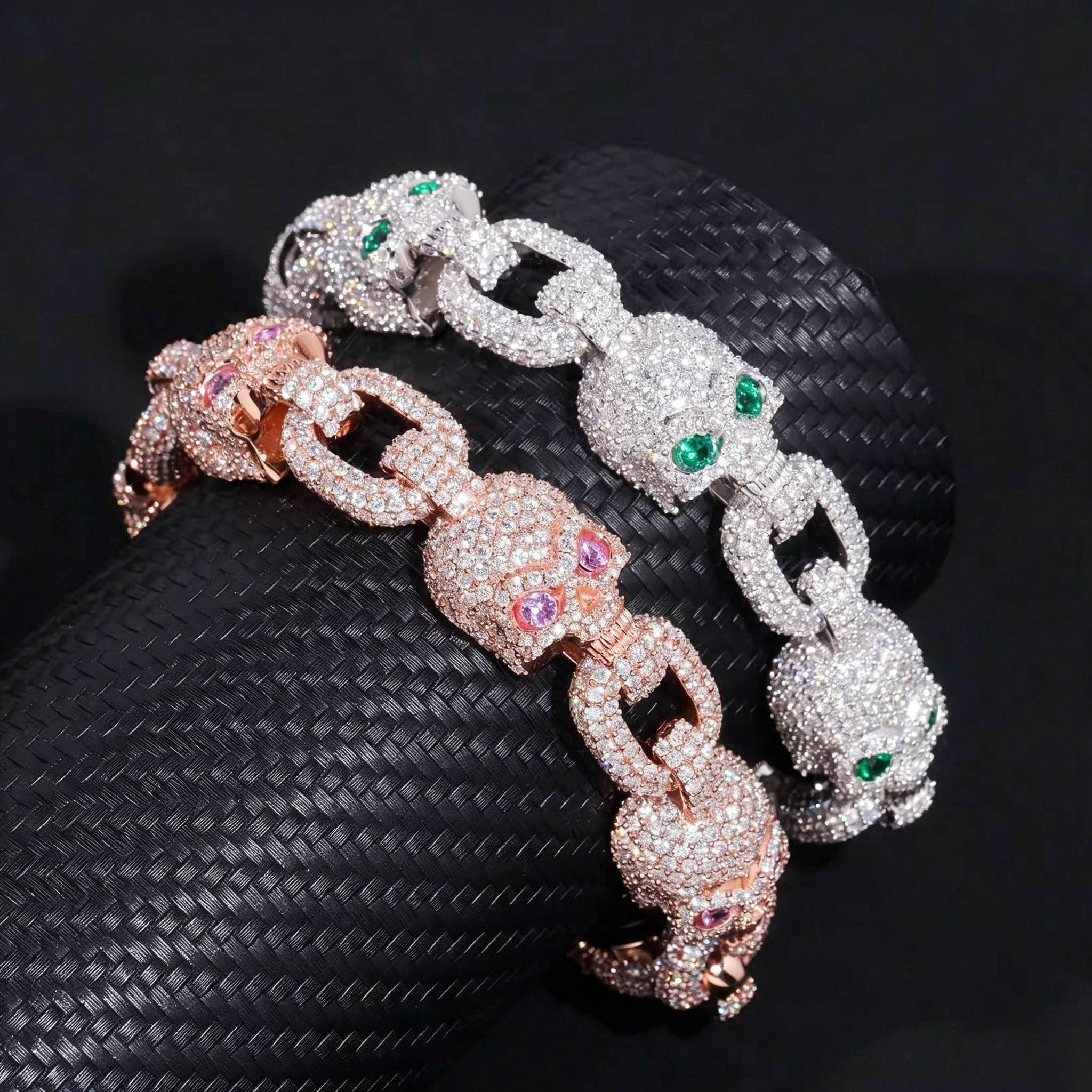 13mm Moissanite Skull bracelet vs Chain