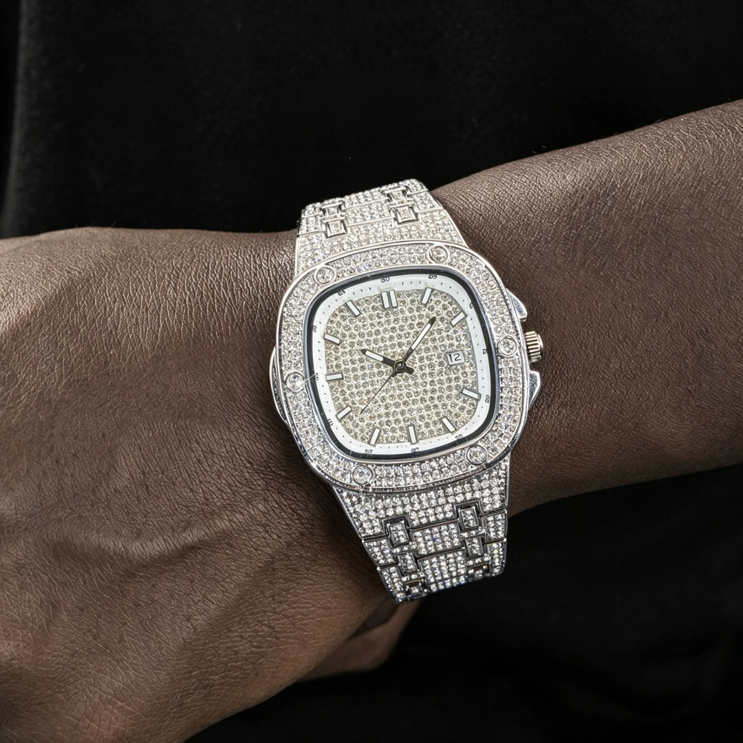 Moissanite Ultra-sparkling Square Quartz Full Diamond Setting Watch