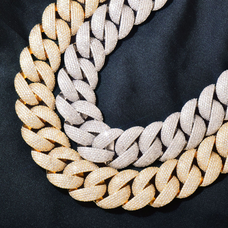 20mm Moissanite Hip Hop Diagonal Buckle Crescent Cuban Bracelet