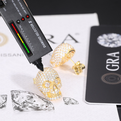 Moissanite Hip Hop Trend Skull Earrings