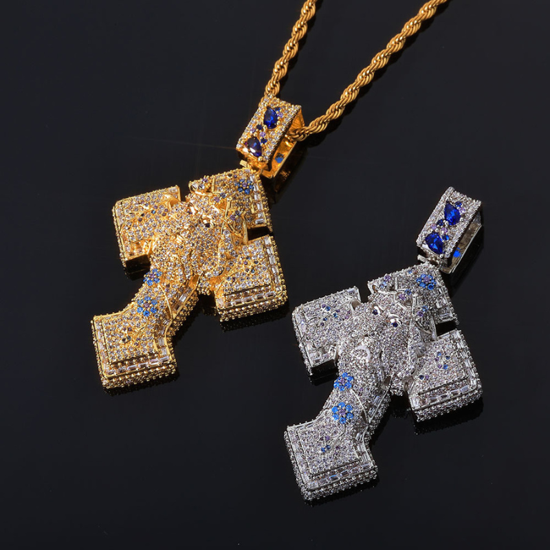 Moissanite Colorful Jesus Cross Pendant