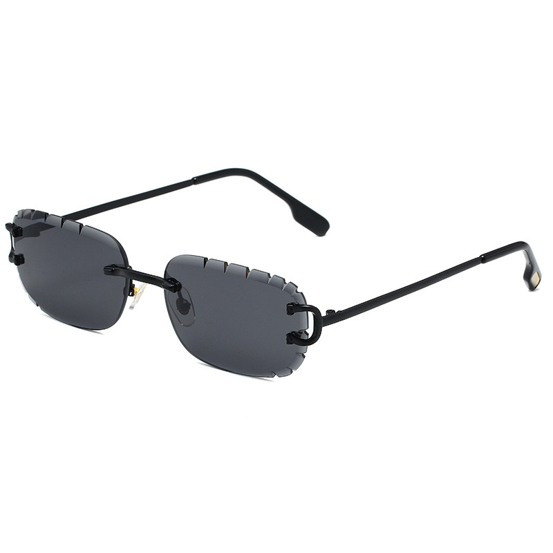 New Pattern Cut Edge Oval Frameless Sunglasses