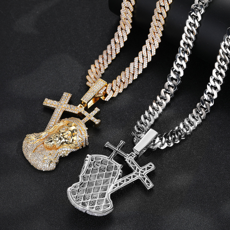 Moissanite Cross Jesus Prayer Pendant