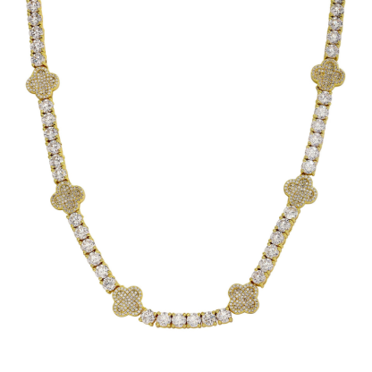 5mm Moissanite Four Leaf Clover Lucky Tennis Chain