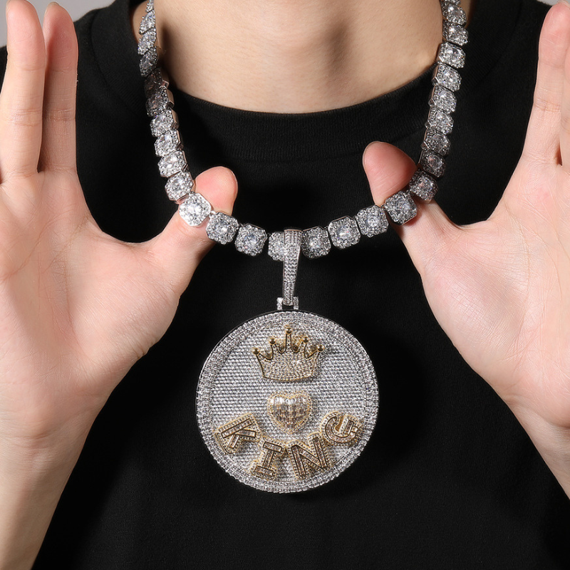 Moissanite Hip Hop Crown Love Letter Custom Pendant