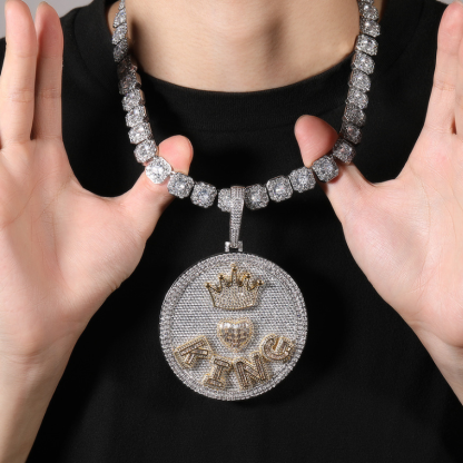 Moissanite Hip Hop Crown Love Letter Custom Pendant