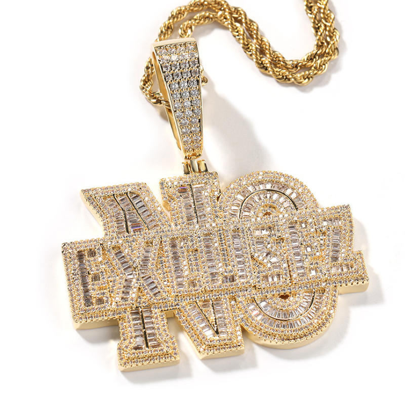 Moissanite "NO EXCUSEZ" Letter Pendant