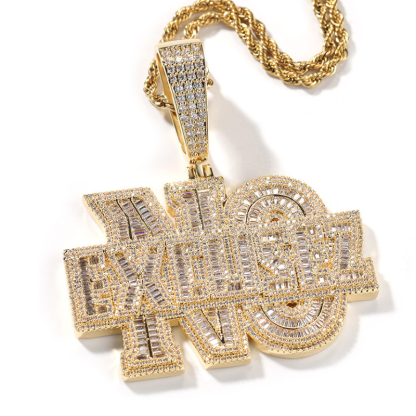 Moissanite "NO EXCUSEZ" Letter Pendant