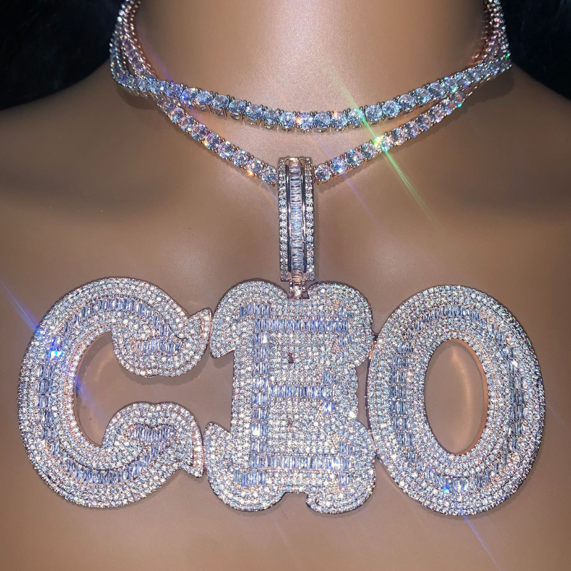 Moissanite Hip Hop Creative Floral Letters Custom Pendant