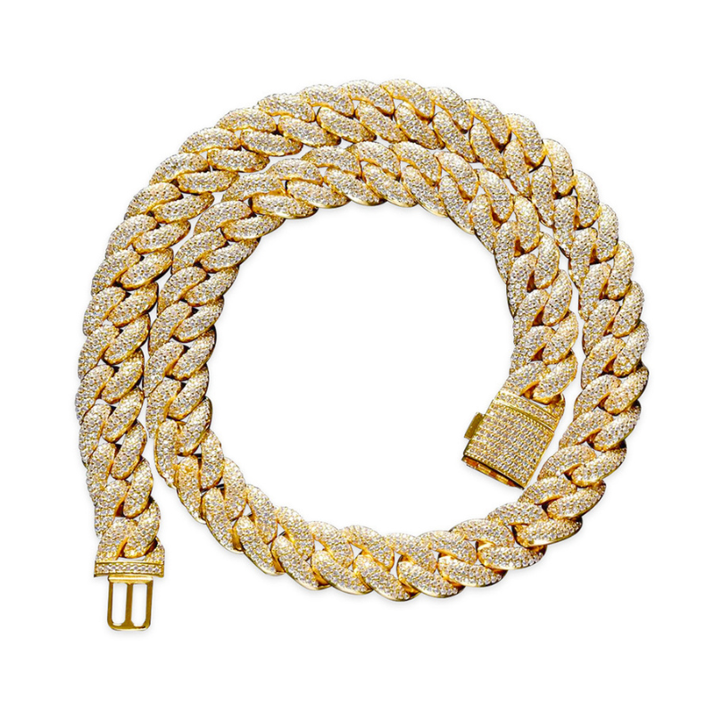 14mm Moissanite Miami Style Cuban Chain