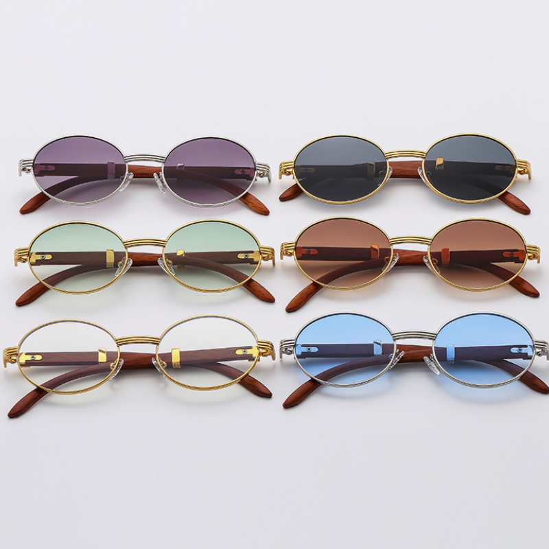 Retro Faux Wood Grain Sunglasses