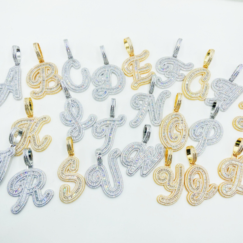 Moissanite Square Trapezoid Diamond 26-Letter Pendant