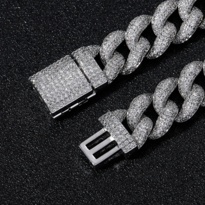 15mm Moissanite Bubble Micro inlay Cuban Chain