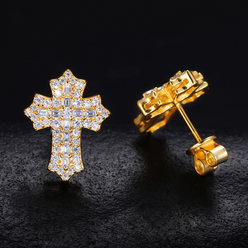 S925 Silver Moissanite Cross Earrings