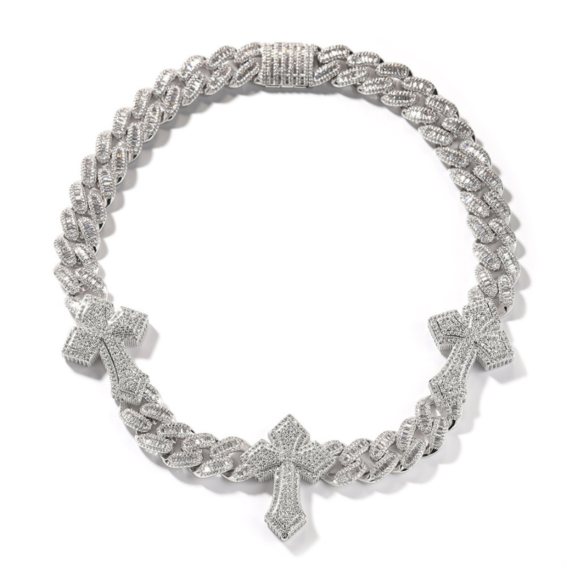 Moissanite Punk Cross Cuban Chain