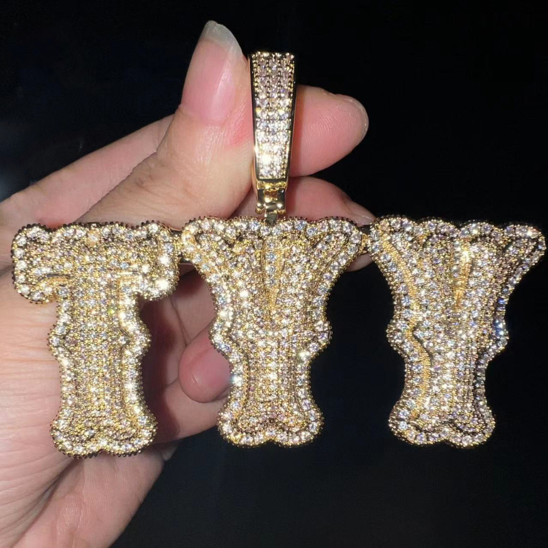 Moissanite Bone Joint Shape Letter Custom Pendant