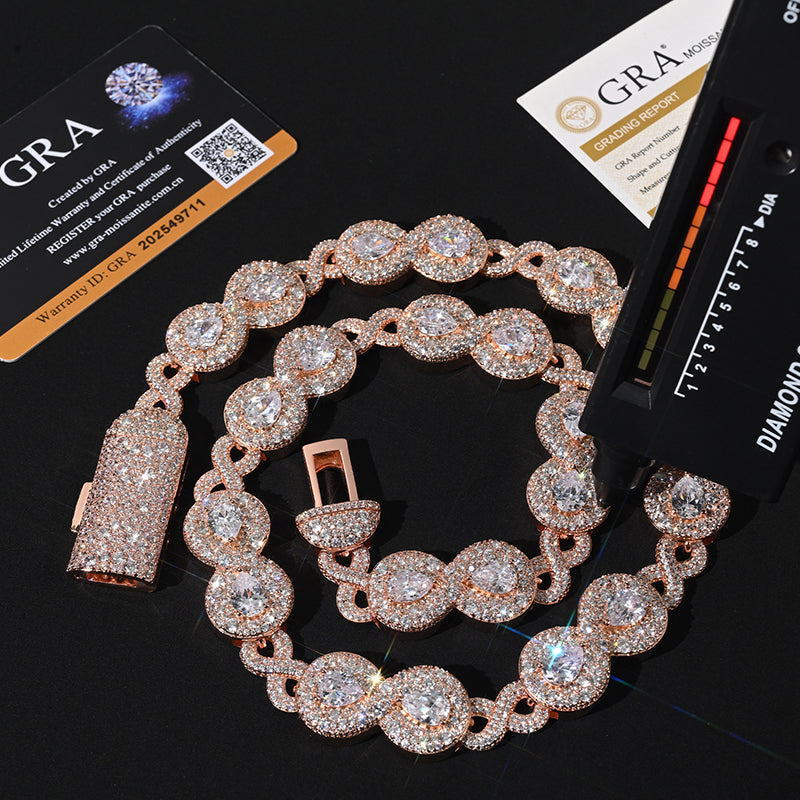 18mm Iced Out Moissanite Infinity Cuban Chain