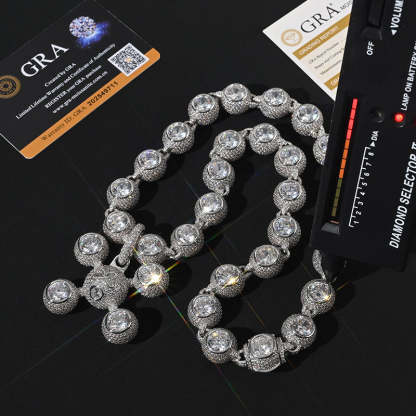15mm Ball Link Fully Iced Out Moissanite Cuban Chain