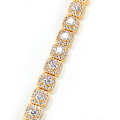 10mm Moissanite Clustered Tennis Chain In Yellow Gold