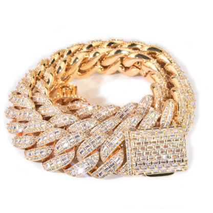 20mm Moissanite T Square Hip Hop Cuban Chain