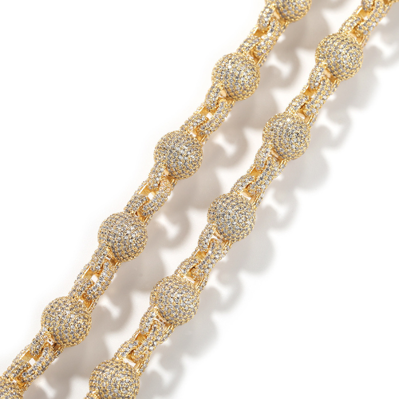 Moissanite Hip Hop Diamond Bead Chain Necklace