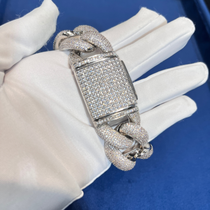 25mm Moissanite Full of Diamond Bubble Cuban Bracelet