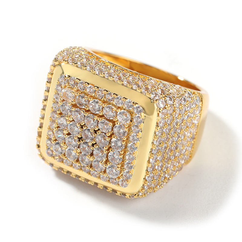 Moissanite Hip Hop Vintage Big Square Ring