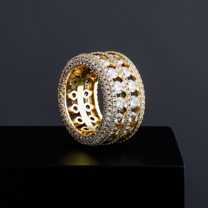 Moissanite Luxury Double Row Hollow Ring