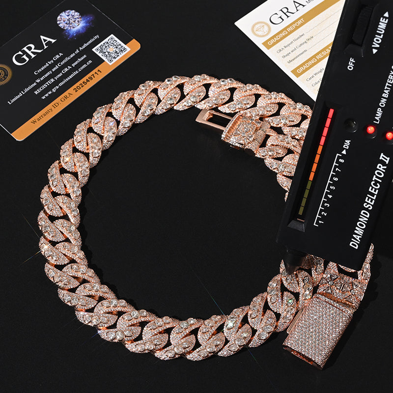20mm Iced Out Moissanite Irregular Stone Hip Hop Cuban Chain