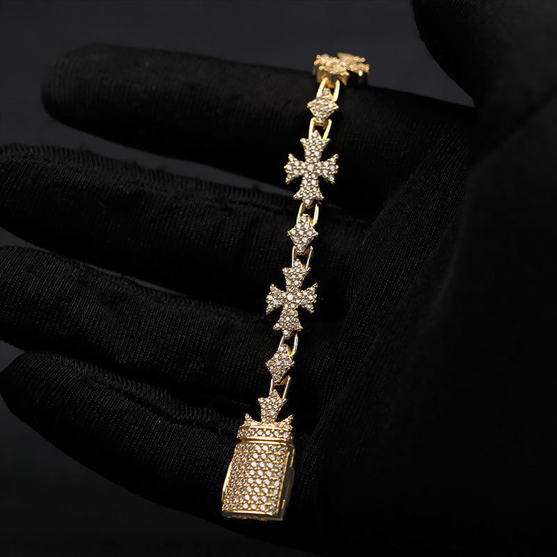 Moissanite Rhombic Cross Bracelet