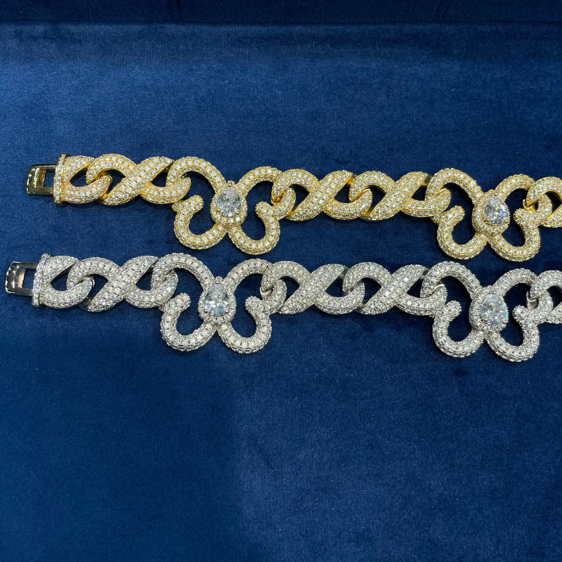 Moissanite Butterfly Infinity Cross Cuban Chain