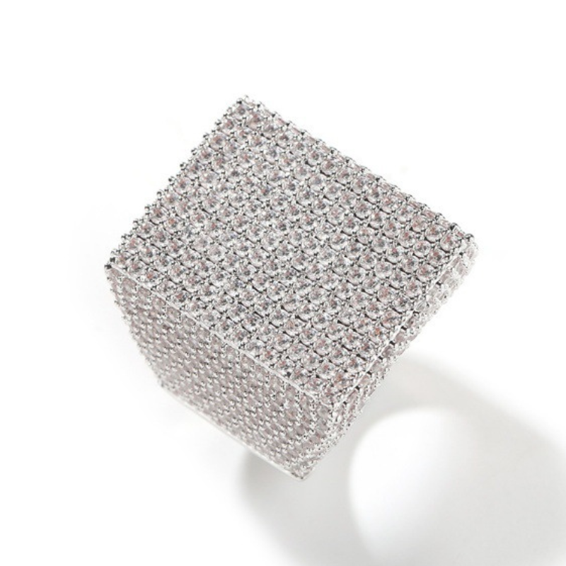 Moissanite Hip Hop Sparkle Big Square Ring