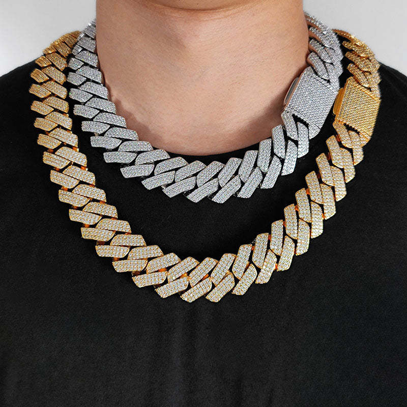 25mm Hip Hop Three Row Diamond Cuban Chain